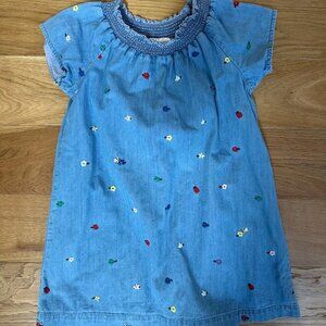 Embroidered Chambray Dress